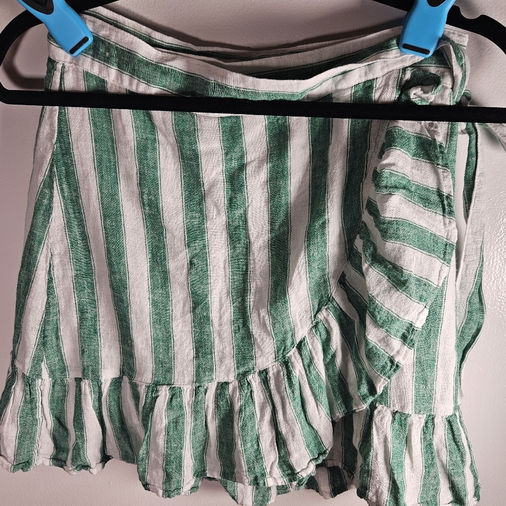 Rails Green and White Striped Skirt
